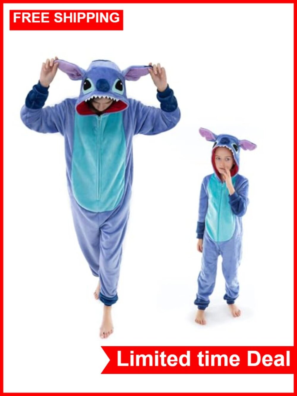 Flannel Stitch Onesie Pajamas Adult Unisex Cosplay Sleepwear